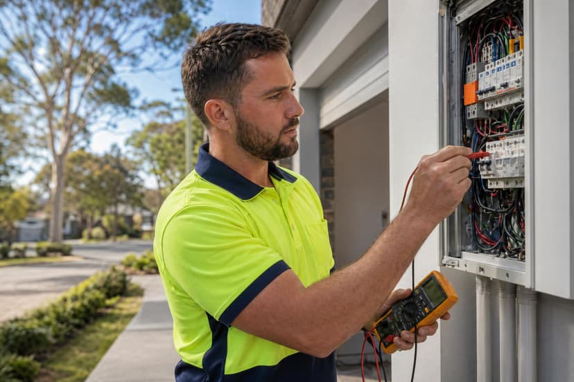 Licensed electrician working on switchboard